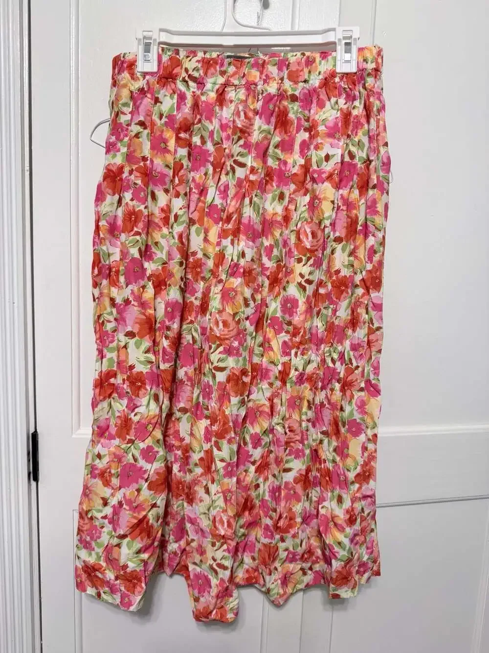 The Very Thing Pink Floral Pleated Midi Skirt Size 16